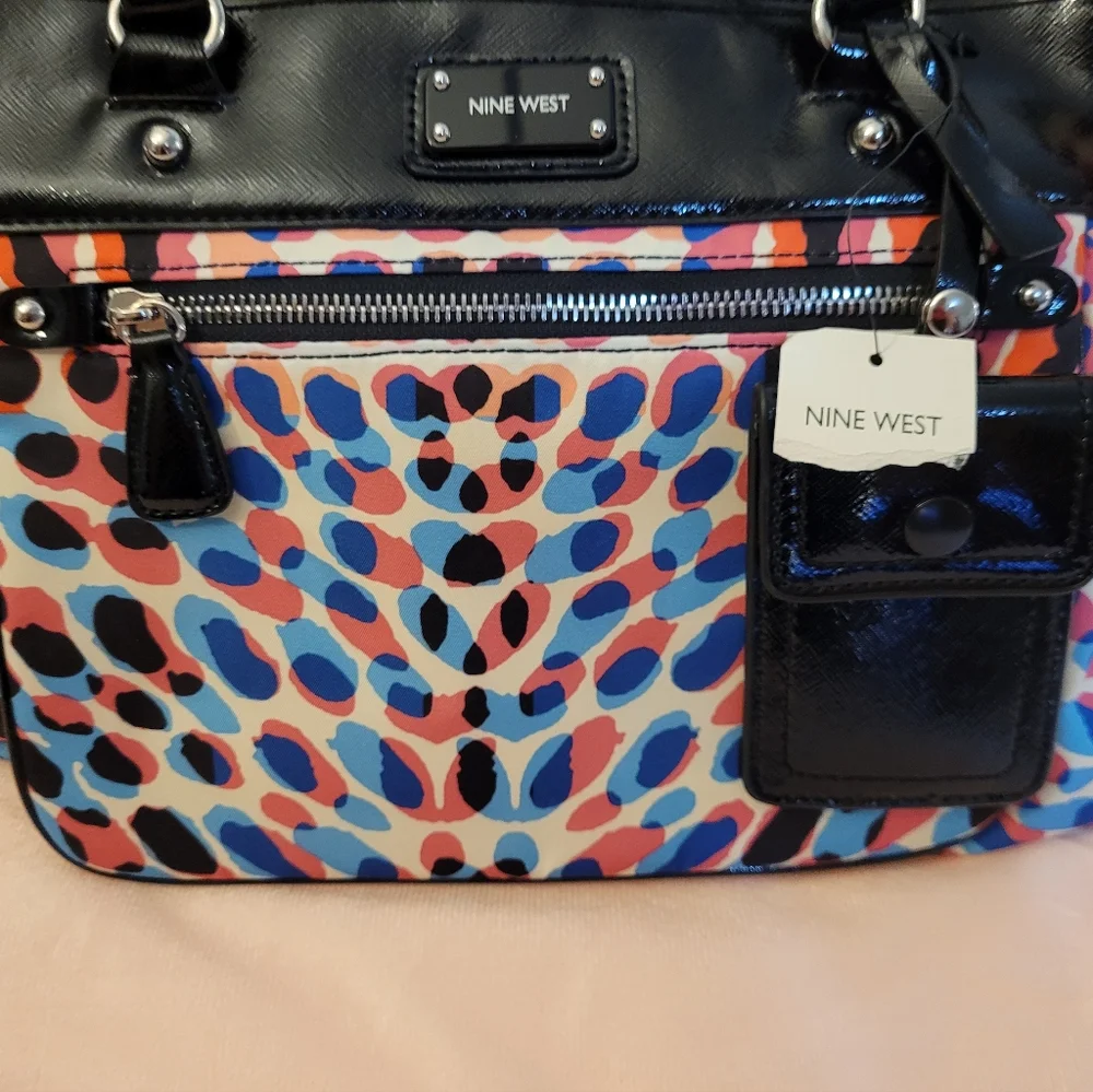 Nine West Black, Pink, & Blue Polka-Dot Tote Bag! 💙 - Picture 3 of 12